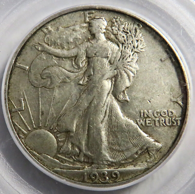 1939-D Walking Liberty Half Dollar RPM FS-501 repunched mint mark close-up on reverse showing secondary D above primary D