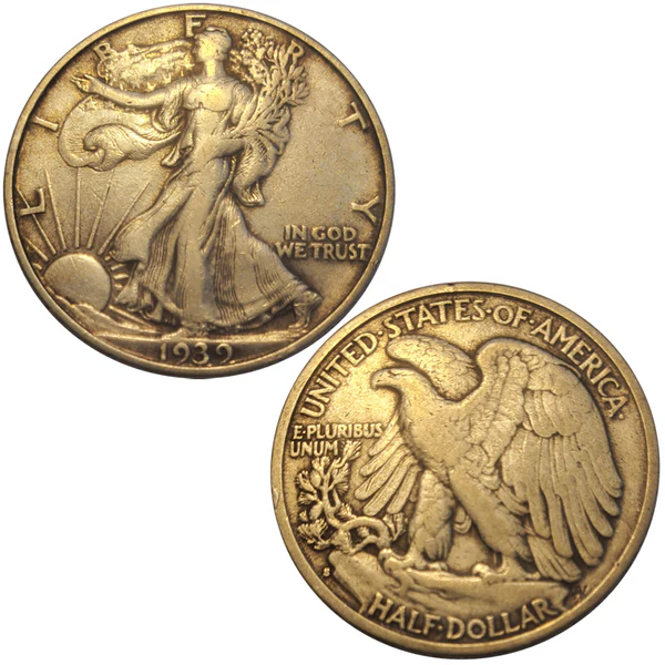 1939-S Walking Liberty Half Dollar gem uncirculated MS-65 showing original frosty luster and S mint mark on reverse